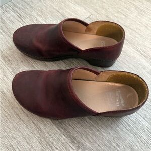 Dansko Burgundy Leather Mules